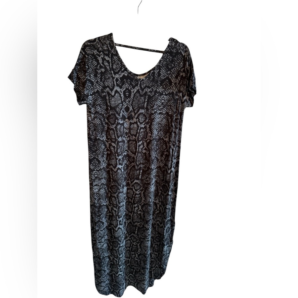 Lularoe Macy long dress Snakeskin snake print reptile black gray Print Dress XS